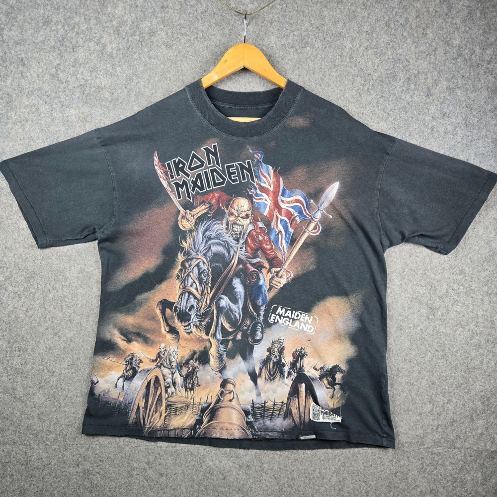 Represent Iron Maiden T Shirt Mens Large Black England 50th Anniversary AOP